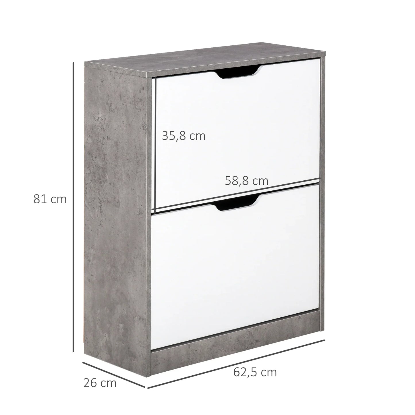 HOMCOM Wooden Shoe Cabinet Shoe Rack with 2 Folding Doors and 4 Shelves for 8 Pairs in the Entrance Hallway Bedroom 62.5x26x81 cm Grey