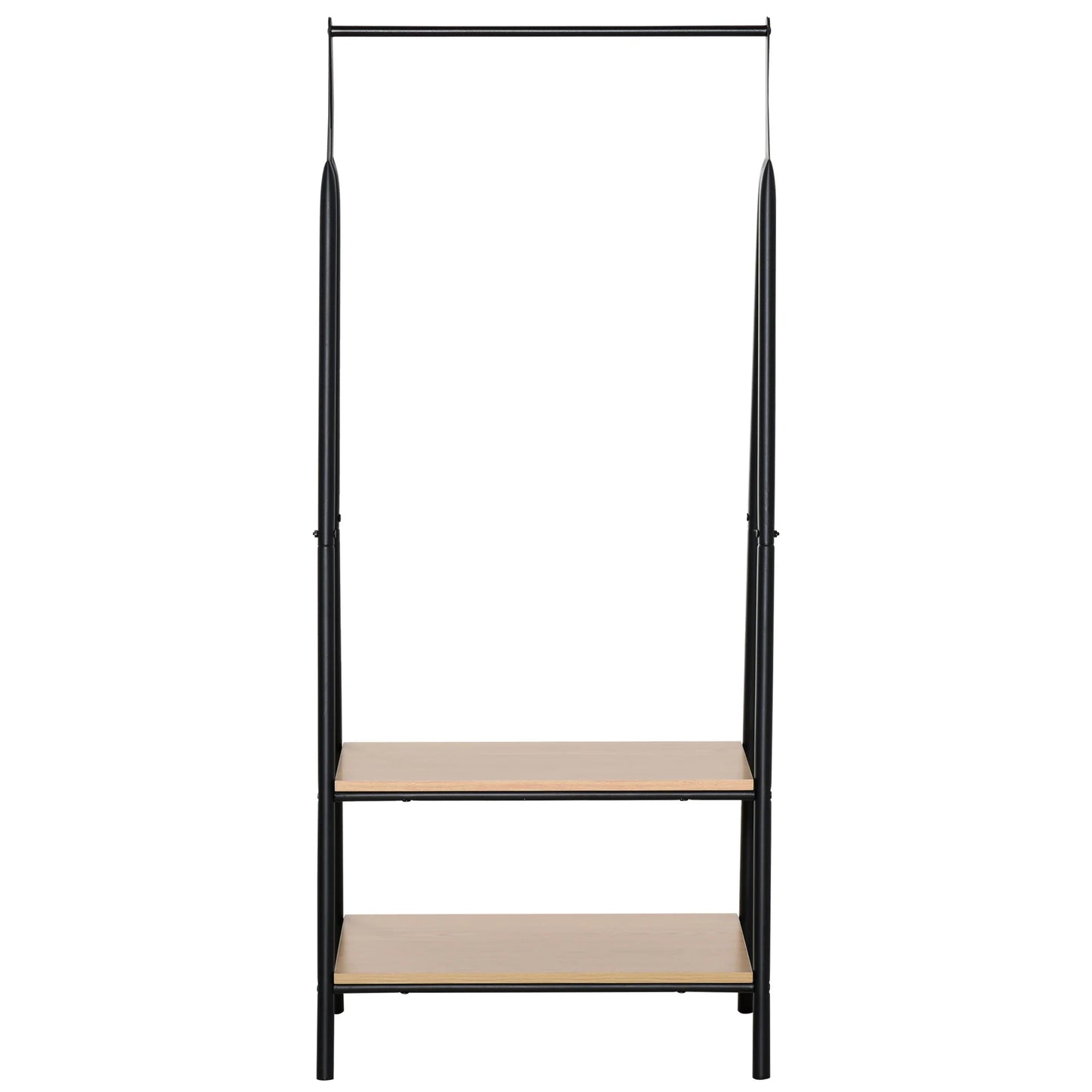 HOMCOM Clothes Rack with Shoe Shelf, Laundry Shelf, Metal + Wood Black + Natural 64 x 42.5 x 149 cm