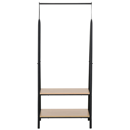HOMCOM Clothes Rack with Shoe Shelf, Laundry Shelf, Metal + Wood Black + Natural 64 x 42.5 x 149 cm