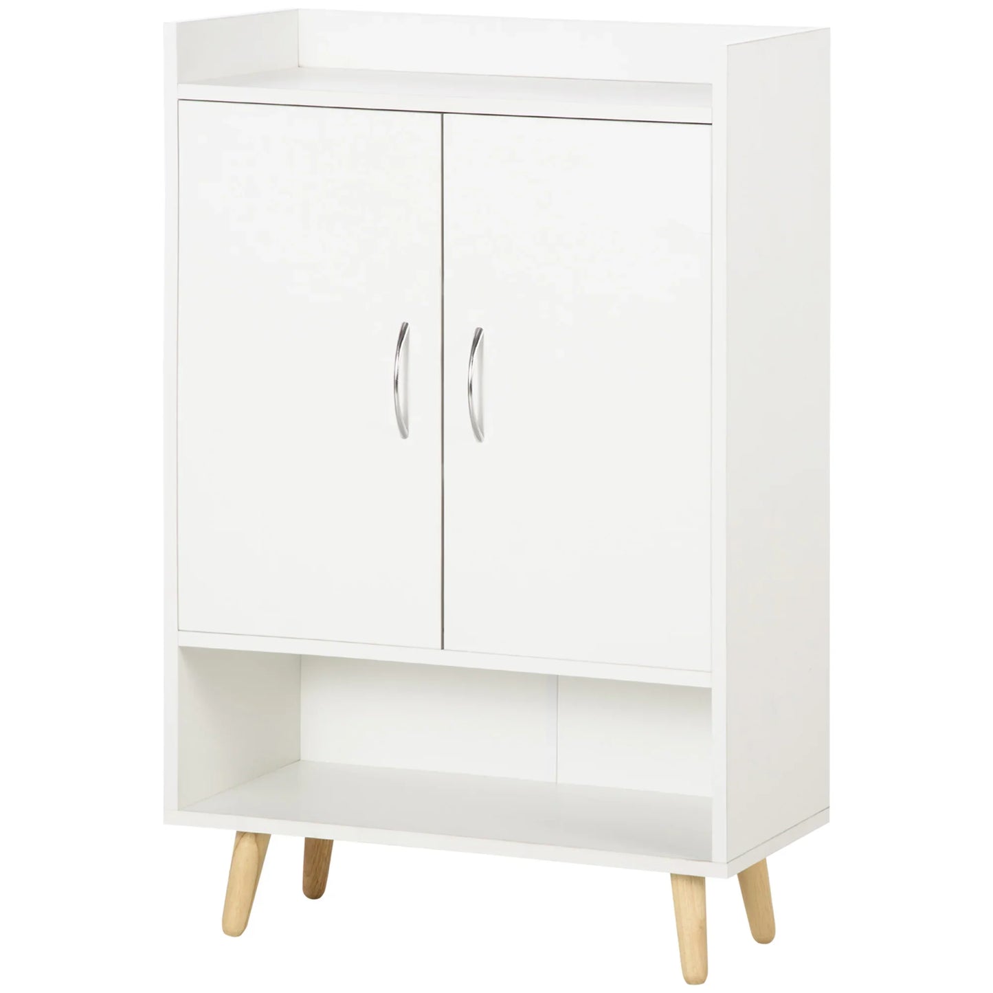 HOMCOM Modernes Schuhregal mit 2 Türen und 4 Ablagen für 12 Paar Schuhe, Ideal für Eingangsbereich, Wohnzimmer, Schlafzimmer 60x30x92 cm Weiß