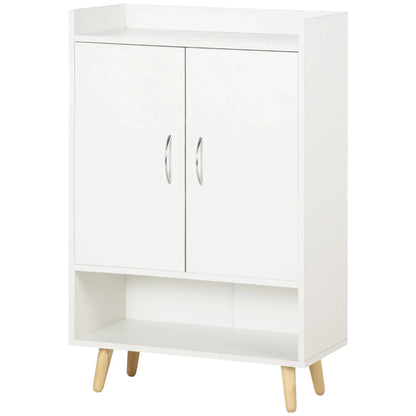 HOMCOM Modernes Schuhregal mit 2 Türen und 4 Ablagen für 12 Paar Schuhe, Ideal für Eingangsbereich, Wohnzimmer, Schlafzimmer 60x30x92 cm Weiß