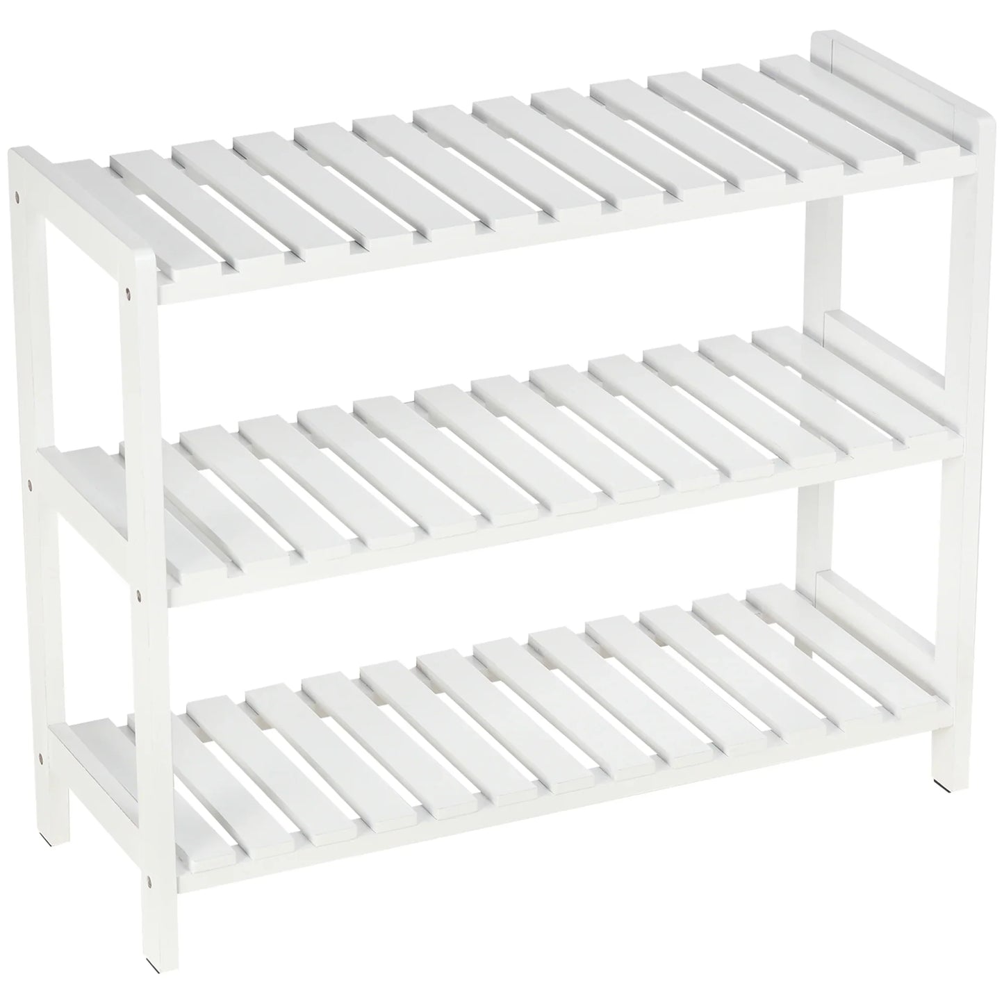 HOMCOM Wooden Shoe Rack 3-tier for up to 9 pairs of shoes in the entrance area 70x26x57.5 cm White