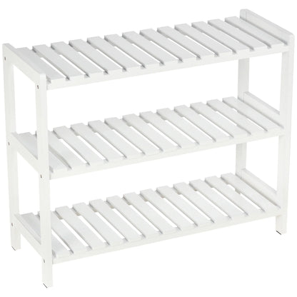 HOMCOM Wooden Shoe Rack 3-tier for up to 9 pairs of shoes in the entrance area 70x26x57.5 cm White