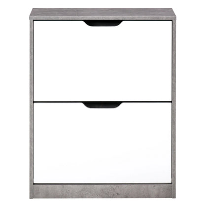 HOMCOM Wooden Shoe Cabinet Shoe Rack with 2 Folding Doors and 4 Shelves for 8 Pairs in the Entrance Hallway Bedroom 62.5x26x81 cm Grey