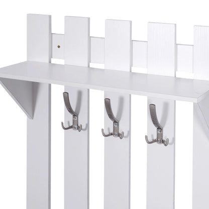 HOMCOM Eingangsset mit Spiegel, Garderobe und Schuhschrank – Eingangsbereich Möbel mit 3 Haken, Regal und 2 Schubladen für Diele in Weiß