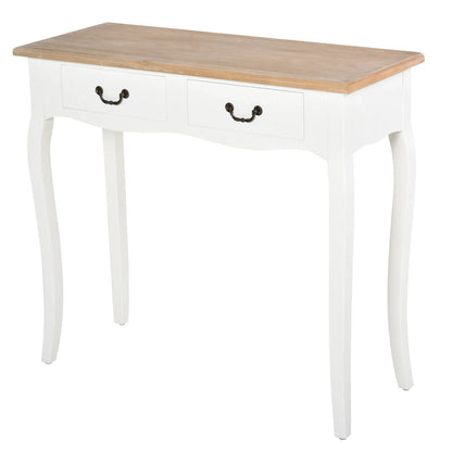 HOMCOM Konsolentisch Beistelltisch mit 2 Schubladen im Retro-Design für Flur, Vorzimmer, Wohnzimmer, Schlafzimmer, Kiefer 87x34x78,5 cm Weiß